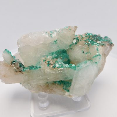 Dioptase  in quartz, calcite